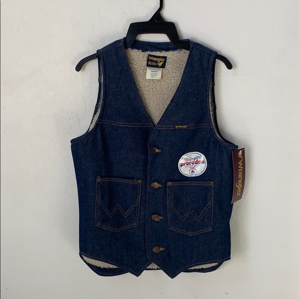 NWT Vintage Wrangler Fleece Lined Denim Vest